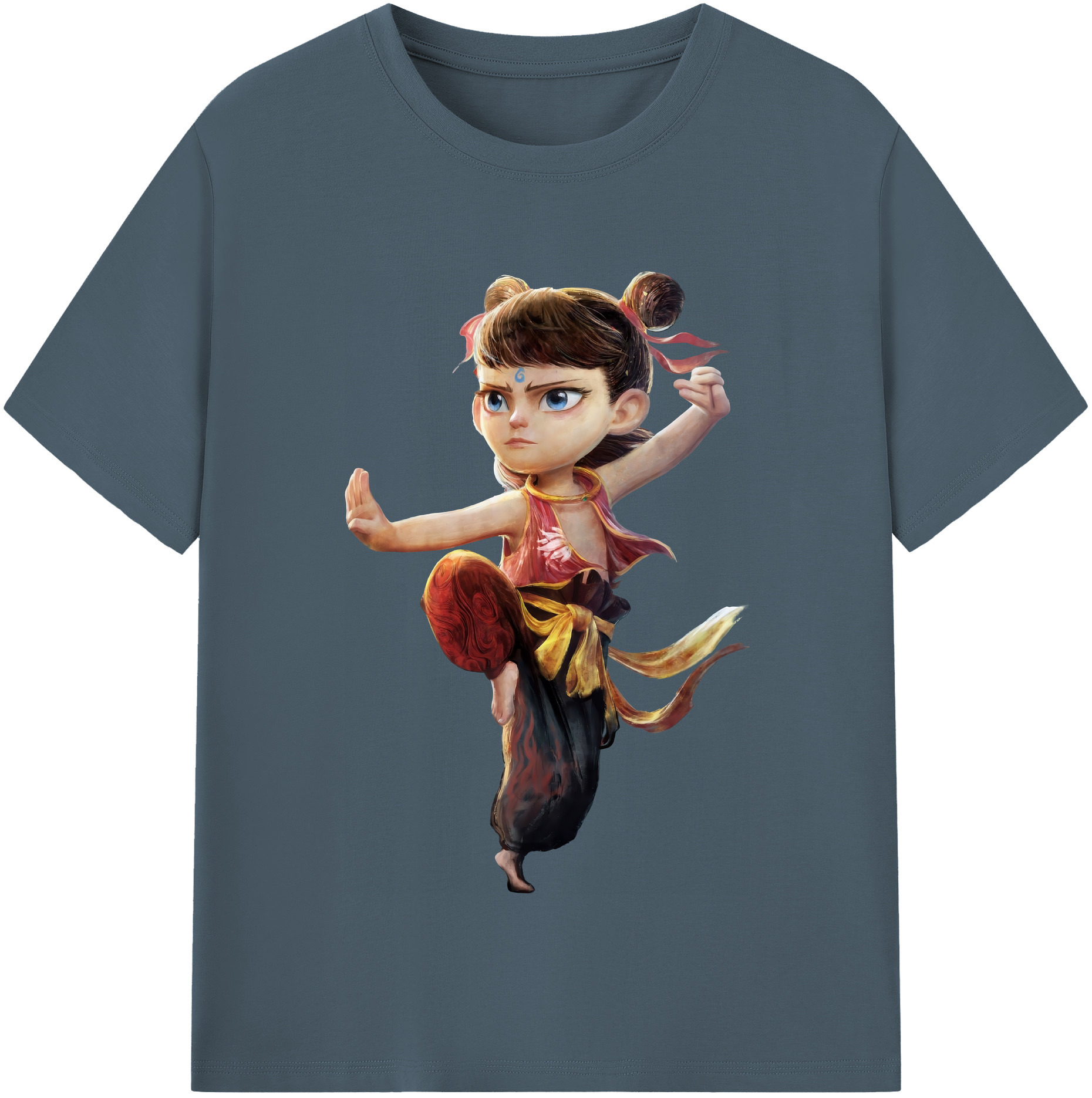 （画像用） Ne Zha 2 ナタ 魔童の大暴れ 綿100％半袖Tシャツ（フロントプリント）